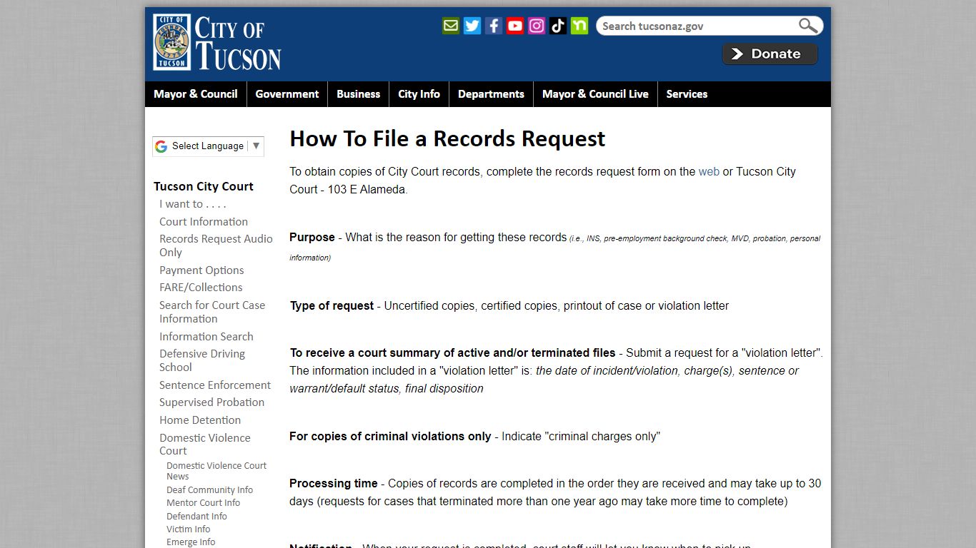 How To File a Records Request | Official website of the City of Tucson